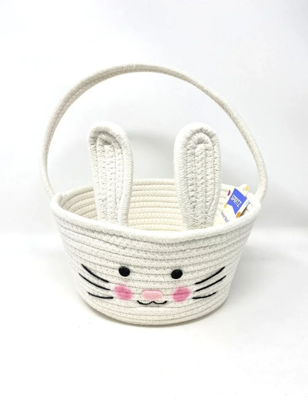 Easter Bunny Rope Basket Off-White - Spritz™ Plush Bunny Figure Egg Hunt Treats